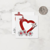 バレンタインデーの花 花 赤いハート 蝶 ノートカード (正面/裏面インサイチュ)