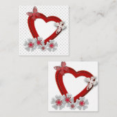 バレンタインデーの花 花 赤いハート 蝶 ノートカード (正面/裏面)
