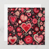 バレンタインデーの装飾用ハート シーズンカード (正面/裏面)