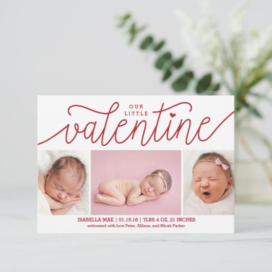 バレンタインデーの誕生のお知らせ(写真あり) 出欠カード (スタンド正面)