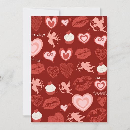 バレンタインデーの誕生日40th赤かわいい天使 招待状 (裏面)