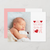 バレンタインデーの誕生発表 案内状 (正面/裏面)