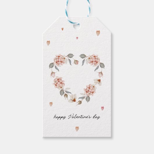 バレンタインデーの贈り物ラベルとフローラハート ギフトタグ (正面)