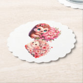 バレンタインデーの贈り物: ラブリーなハリネズミの恋人たち ペーパーコースター (アングル)