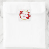 バレンタインデーの贈り物(赤いハート付き) パーソナライズされた スクエアシール (バッグ)