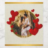 バレンタインデーの贈り物(赤いハート付き) パーソナライズされた ワインラベル (シングルラベル)