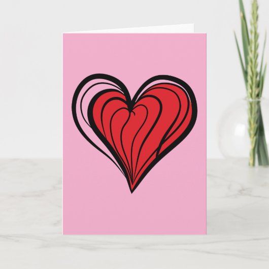 バレンタインデーの贈り物 - 赤いハート - シーズンカード (正面)