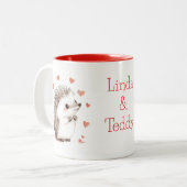 バレンタインデーの贈り物， Hedgehogs Hedgehugs,カスタム ツートーンマグカップ (正面左)