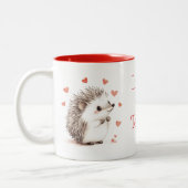 バレンタインデーの贈り物， Hedgehogs Hedgehugs,カスタム ツートーンマグカップ (左)