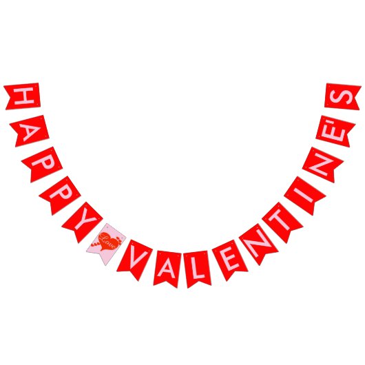 バレンタインデーの赤いハートのピンクの旗布の旗 バンティングフラッグ (全)