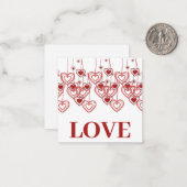 バレンタインデーの赤いハートのフラットメモカード ノートカード (正面/裏面インサイチュ)