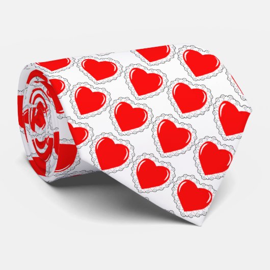バレンタインデーの赤いハートの人のタイ ネクタイ (ロール)
