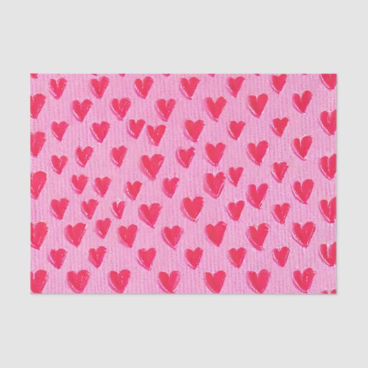 バレンタインデーの赤いハートをピンクの背景に 薄葉紙 (正面)