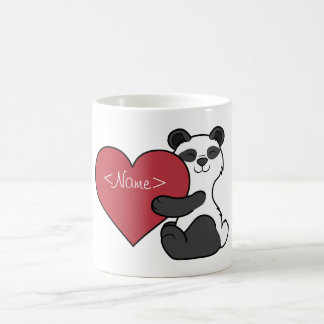 バレンタインデーの赤いハートを持つかわいいパンダくま コーヒーマグカップ