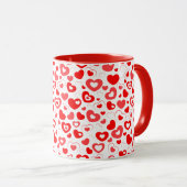 バレンタインデーの赤いハートパターン マグカップ (正面右)