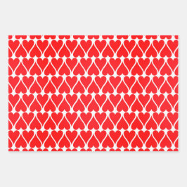 バレンタインデーの赤いハートパターン ラッピングペーパーシート
