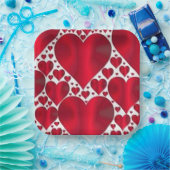 バレンタインデーの赤いハート ペーパープレート (パーティー)