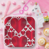 バレンタインデーの赤いハート ペーパープレート (パーティー)