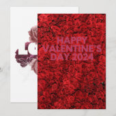バレンタインデーの赤いバラのフラットホリデーカード シーズンカード (正面/裏面)