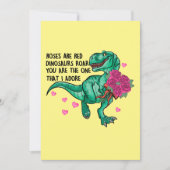 バレンタインデーの赤いバラの面白い恐竜 シーズンカード (正面)