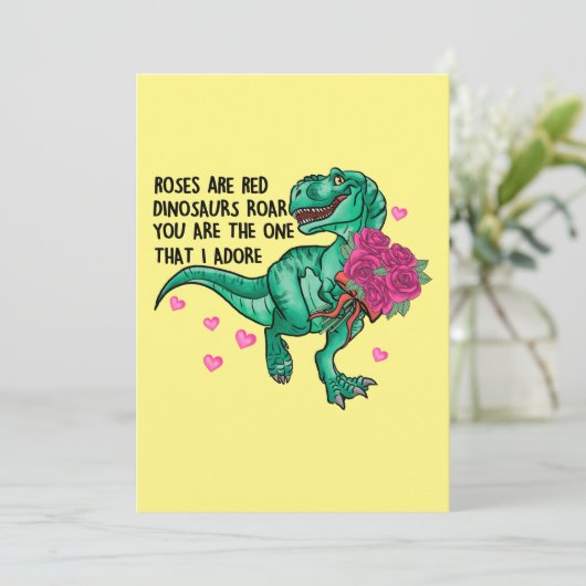 バレンタインデーの赤いバラの面白い恐竜 シーズンカード (スタンド正面)