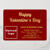 バレンタインデーの赤いビジネスブランド 箔シーズンカード (正面)
