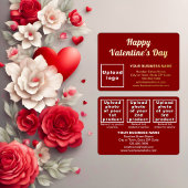 バレンタインデーの赤いビジネスブランド 箔シーズンカード
