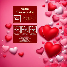 バレンタインデーの赤いビジネスブランド 箔シーズンカード