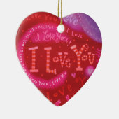 バレンタインデーの赤いピンクI愛タイポグラフィ セラミックオーナメント (右)