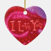 バレンタインデーの赤いピンクI愛タイポグラフィ セラミックオーナメント (裏面)