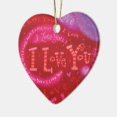 バレンタインデーの赤いピンクI愛タイポグラフィ セラミックオーナメント (左)