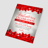 バレンタインデーの赤い花びらとバラのイベント チラシ