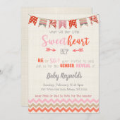 バレンタインデーの赤ちゃんの性別発表招待状 招待状 (正面/裏面)