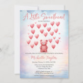 バレンタインデーの赤ちゃんシャワーかわいいクマの恋人 招待状 (正面)