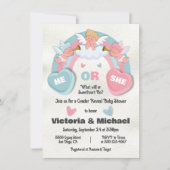 バレンタインデーの赤ちゃんシャワーを性別で明かす 招待状 (正面)