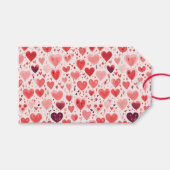 バレンタインデーの赤とピンクのハート ギフトタグ (正面(横))