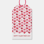 バレンタインデーの赤とピンクの水彩ハート ギフトタグ (正面)