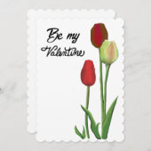 バレンタインデーの赤と黄色のチューリップデザイン シーズンカード (正面/裏面)