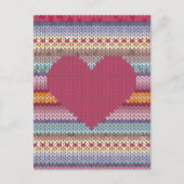 バレンタインデーの赤によって編まれるハート シーズンポストカード (正面)