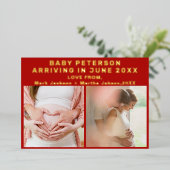 バレンタインデーの超音波妊娠発表 箔シーズンカード (立ち正面)