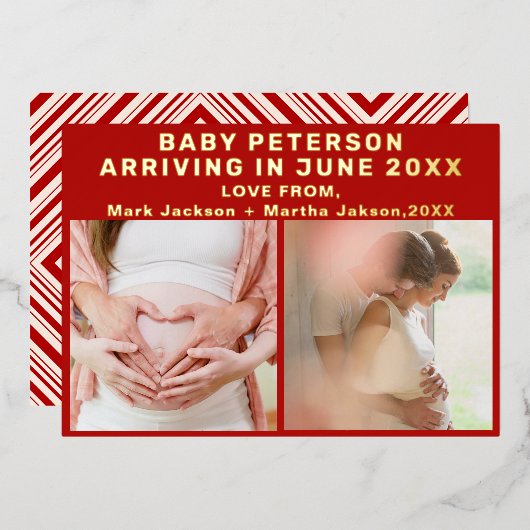 バレンタインデーの超音波妊娠発表 箔シーズンカード (正面/裏面)