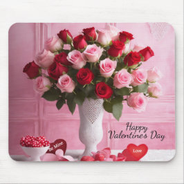 バレンタインデーの追加文字カスタムハートバラギフト マウスパッド