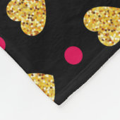 バレンタインデーの金ゴールドハートパターン フリースブランケット (角)