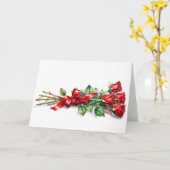 バレンタインデーの長い茎の赤いバラ カード (黄色い花)