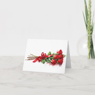 バレンタインデーの長い茎の赤いバラ カード