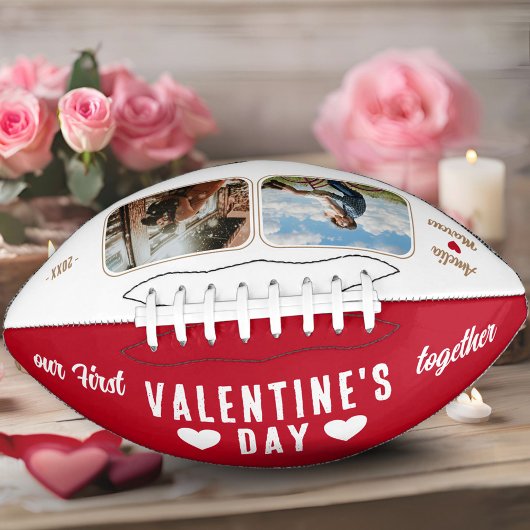 バレンタインデーの開催2枚の写真レッド アメリカンフットボール