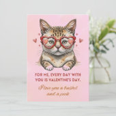 バレンタインデーの面白い猫の写真 シーズンカード (スタンド正面)