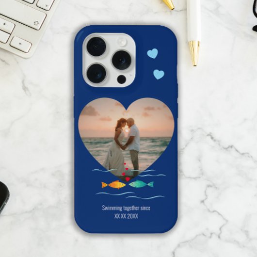 バレンタインデーの面白い魚のダジャレのカスタム写真 iPhoneケース