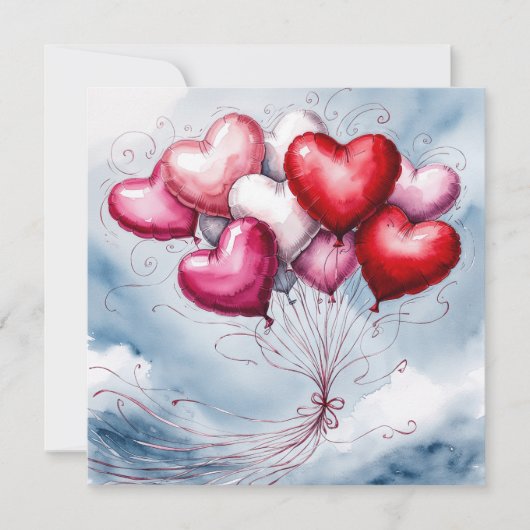 バレンタインデーの風船 シーズンカード (正面)