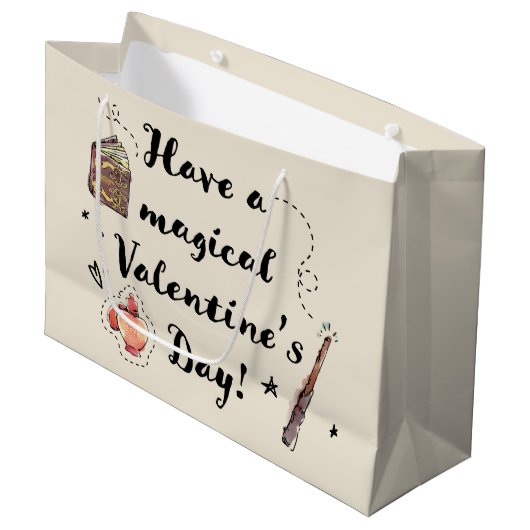 バレンタインデーの魔法の日を過ごす ラージペーパーバッグ (正面アングル)